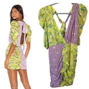 For Love Lemons Dubois Purple‎ Mixed Print Mini Dress Freedom Floral Size L